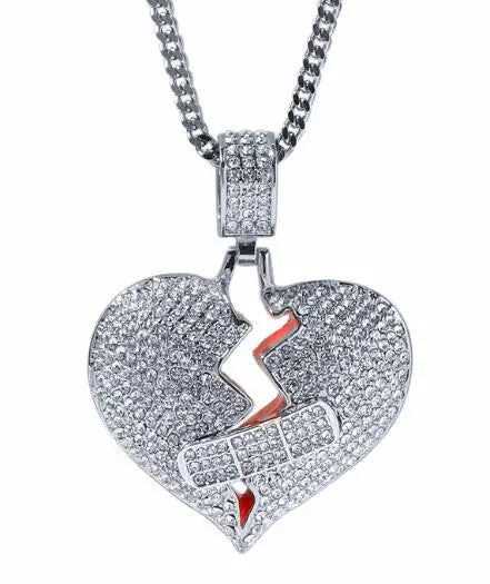 Iced Out Bandaged Heart Pendant Necklace