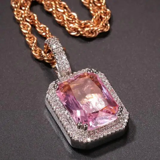 Iced Out Crystal Pendant Necklace