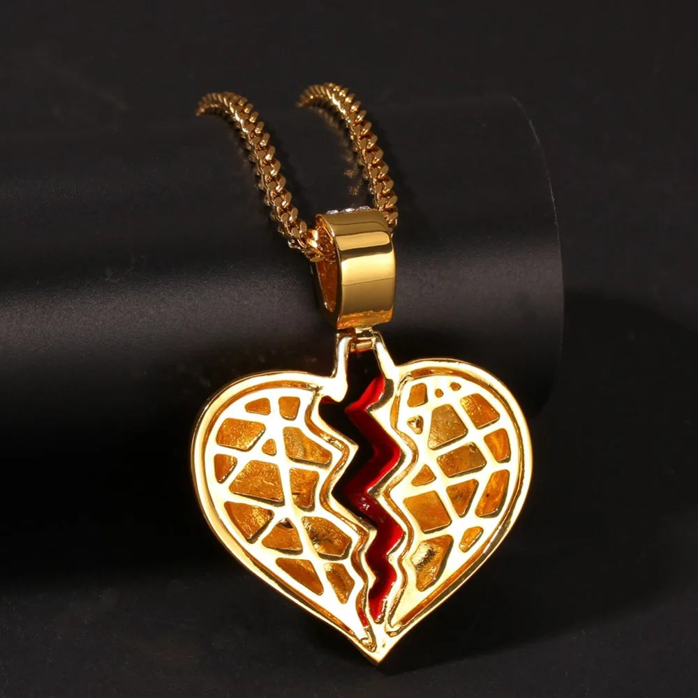 Iced Out Bandaged Heart Pendant Necklace