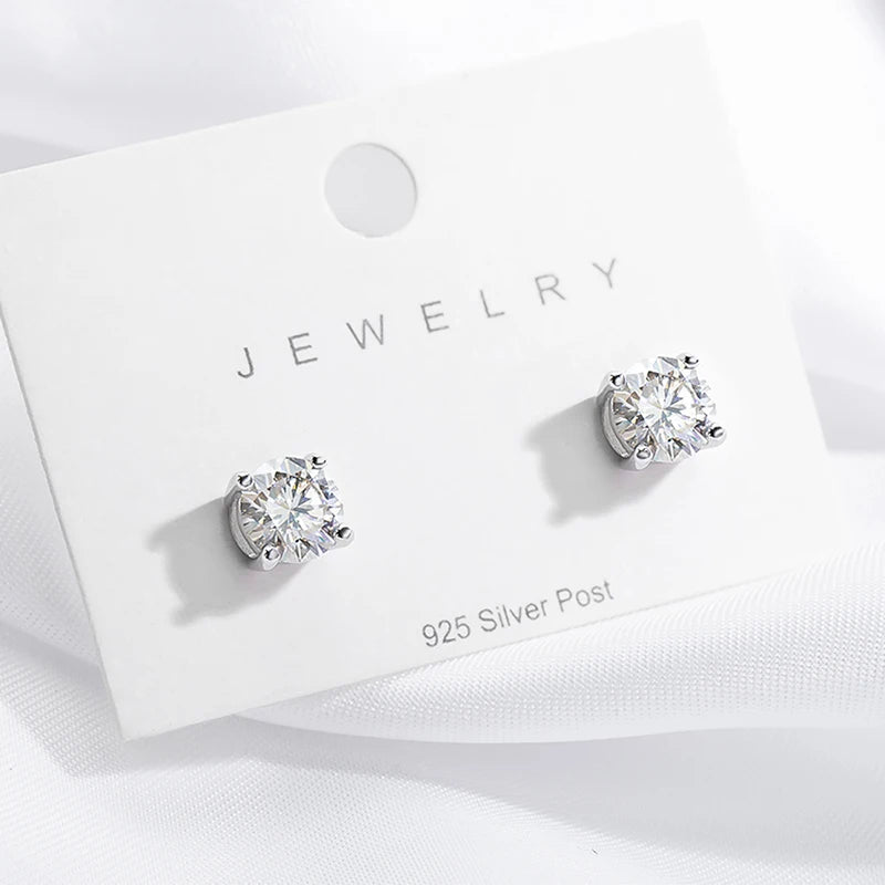 925 Silver Platinum Plated Moissanite Diamond Earrings (0.1-3CT)