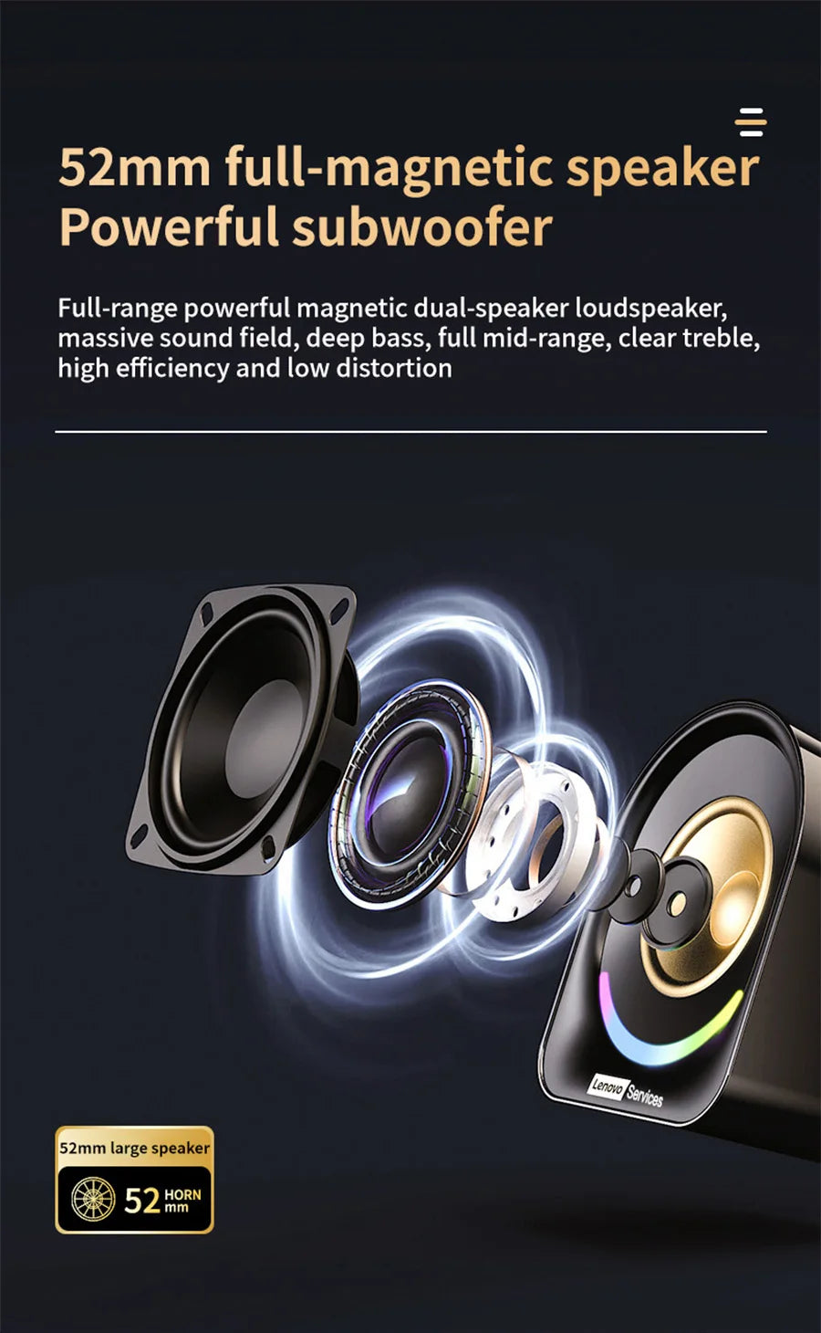 Classic Small Portable Wired Desktop Speakers by Lenovo