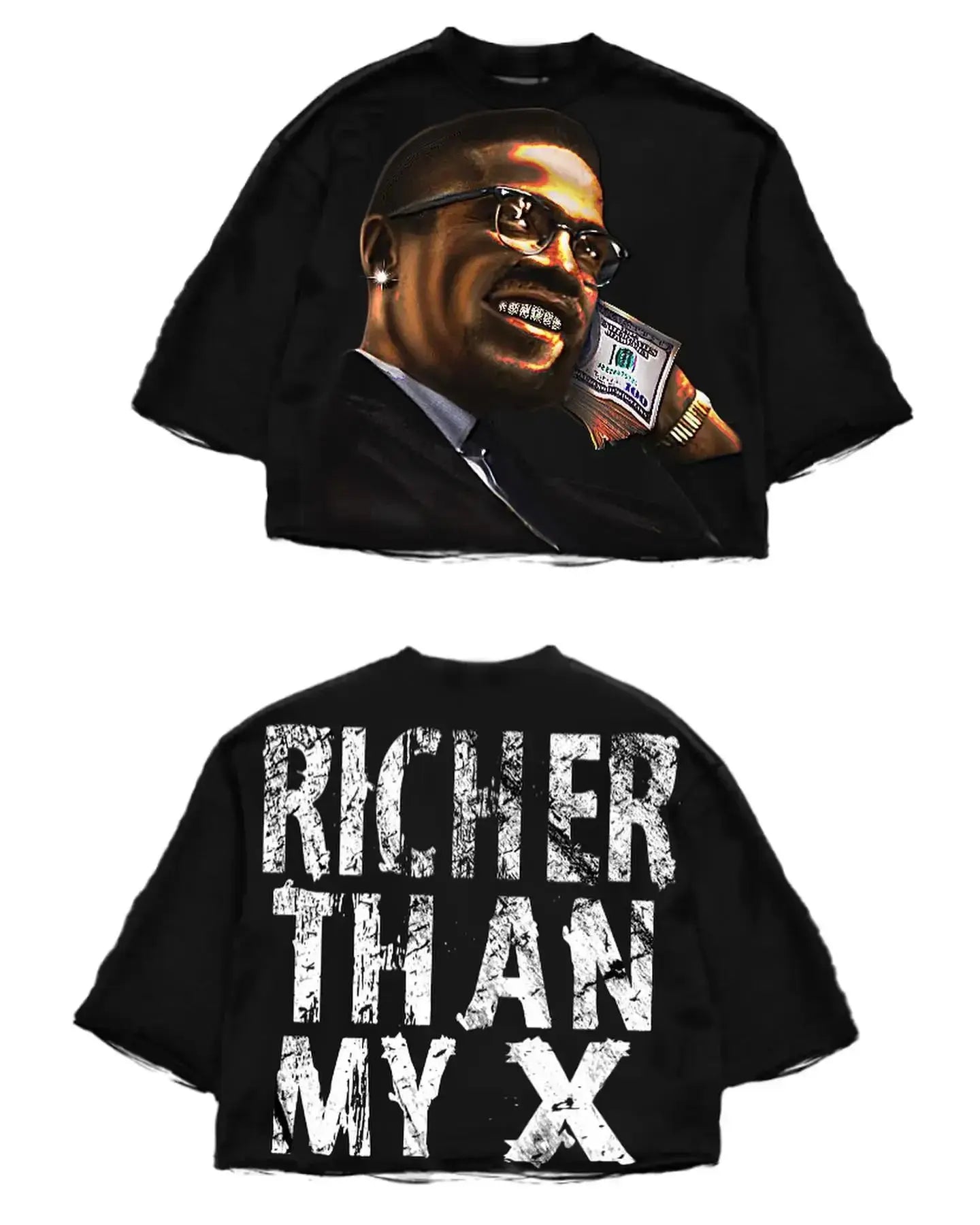 Y2K 'Richer Than My X' Hip-Hop Graphic T-Shirt