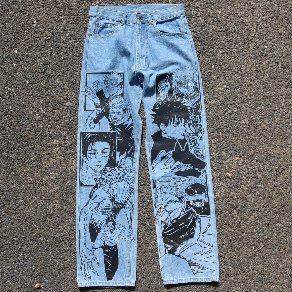 Baggy Anime Printed Denim Jeans