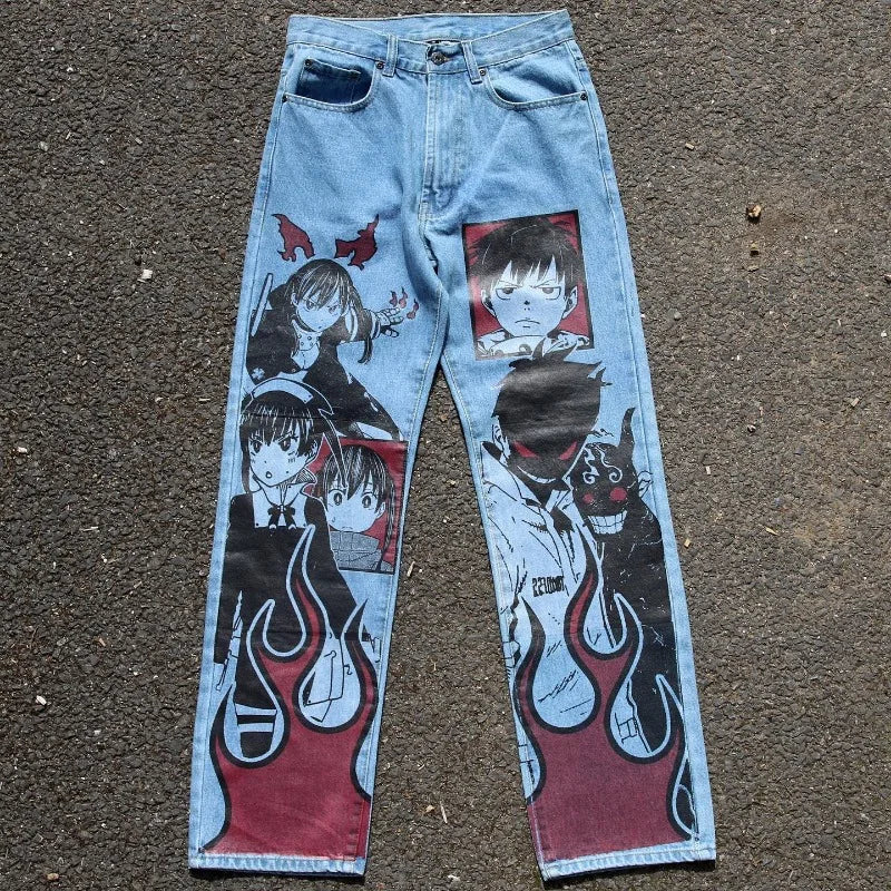 Baggy Anime Printed Denim Jeans