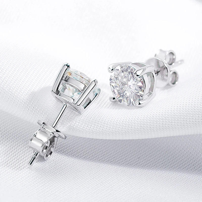 925 Silver Platinum Plated Moissanite Diamond Earrings (0.1-3CT)