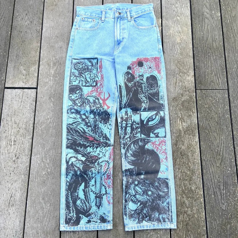 Baggy Anime Printed Denim Jeans