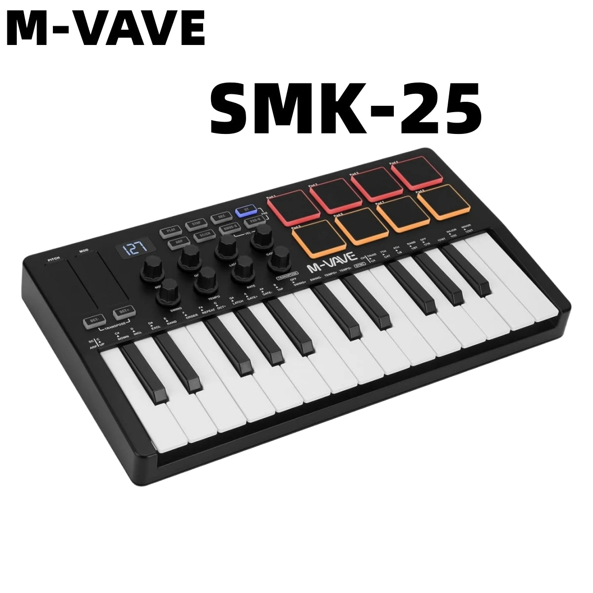 M-VAVE SMK-25 Pro MIDI Controller Wireless/USB DAW Sync | RGB Backlit