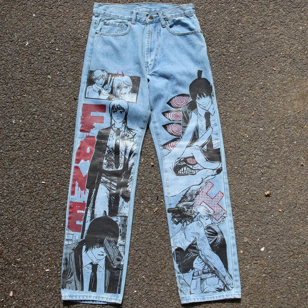 Baggy Anime Printed Denim Jeans