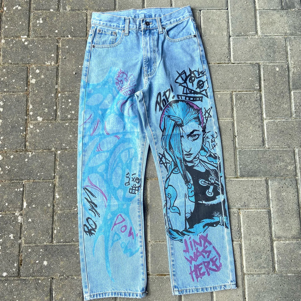 Baggy Anime Printed Denim Jeans