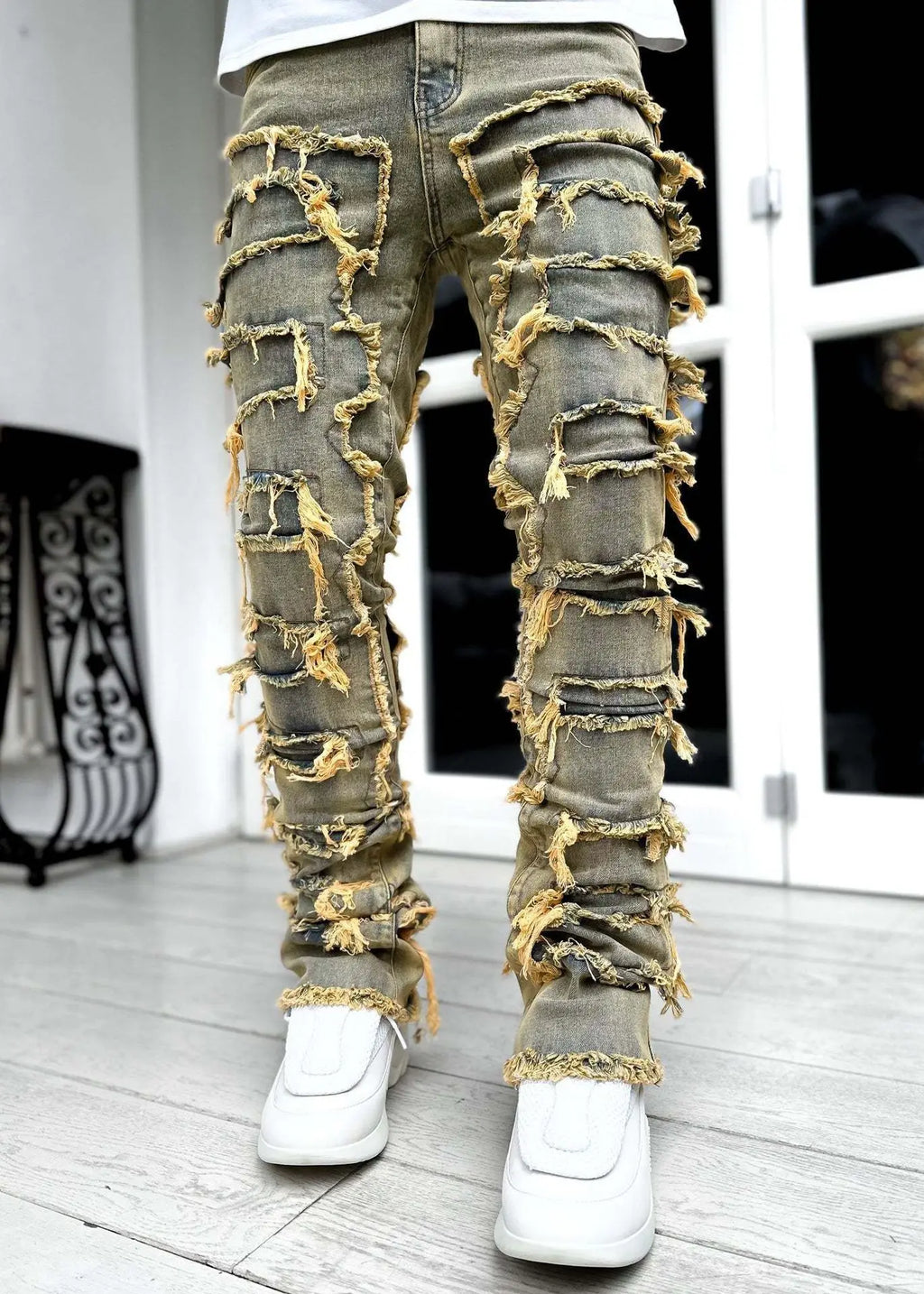 Men's Ripped Slim Fit Denim Jeans - Trendy Style