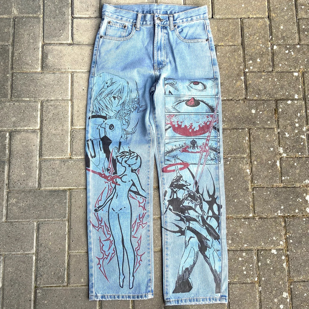 Baggy Anime Printed Denim Jeans