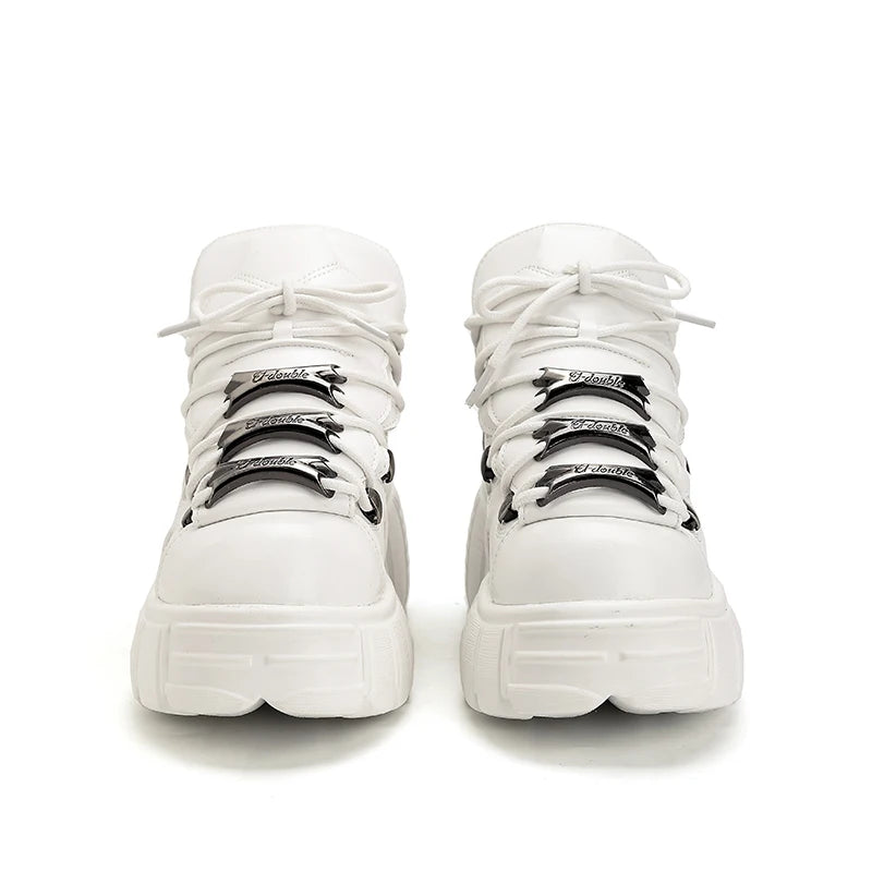 Women's Punk Styled Laced-up High Heeled Platform Boots