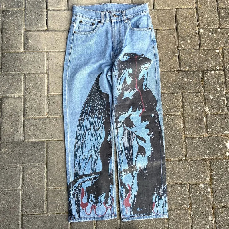 Baggy Anime Printed Denim Jeans