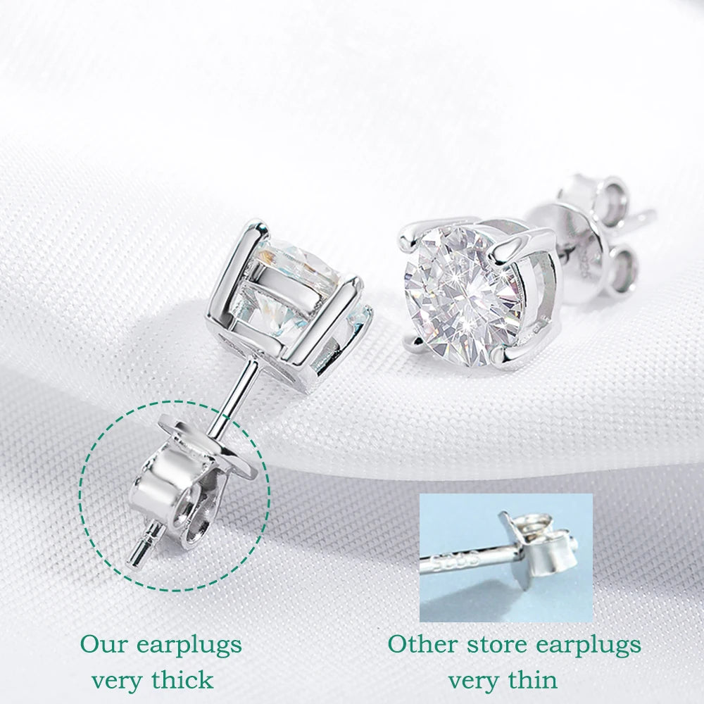 925 Silver Platinum Plated Moissanite Diamond Earrings (0.1-3CT)