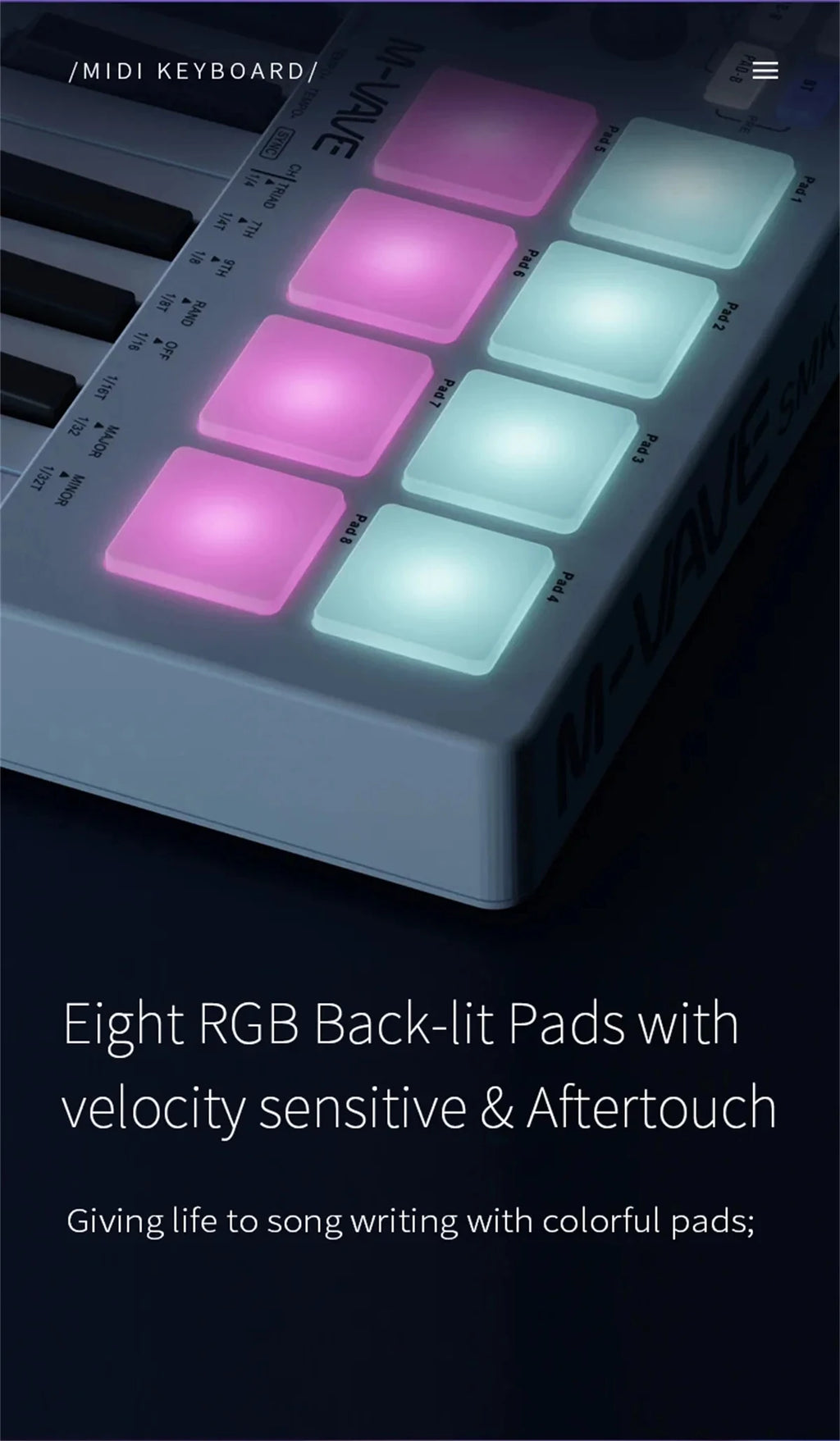 M-VAVE SMK-25 Pro MIDI Controller Wireless/USB DAW Sync | RGB Backlit