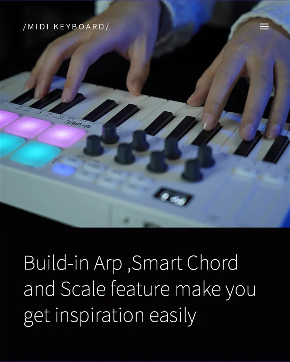 M-VAVE SMK-25 Pro MIDI Controller Wireless/USB DAW Sync | RGB Backlit