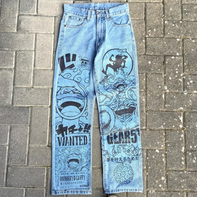Baggy Anime Printed Denim Jeans