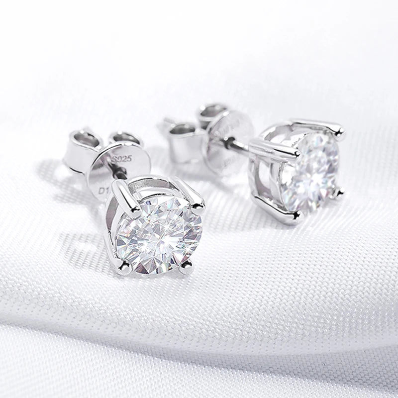 925 Silver Platinum Plated Moissanite Diamond Earrings (0.1-3CT)