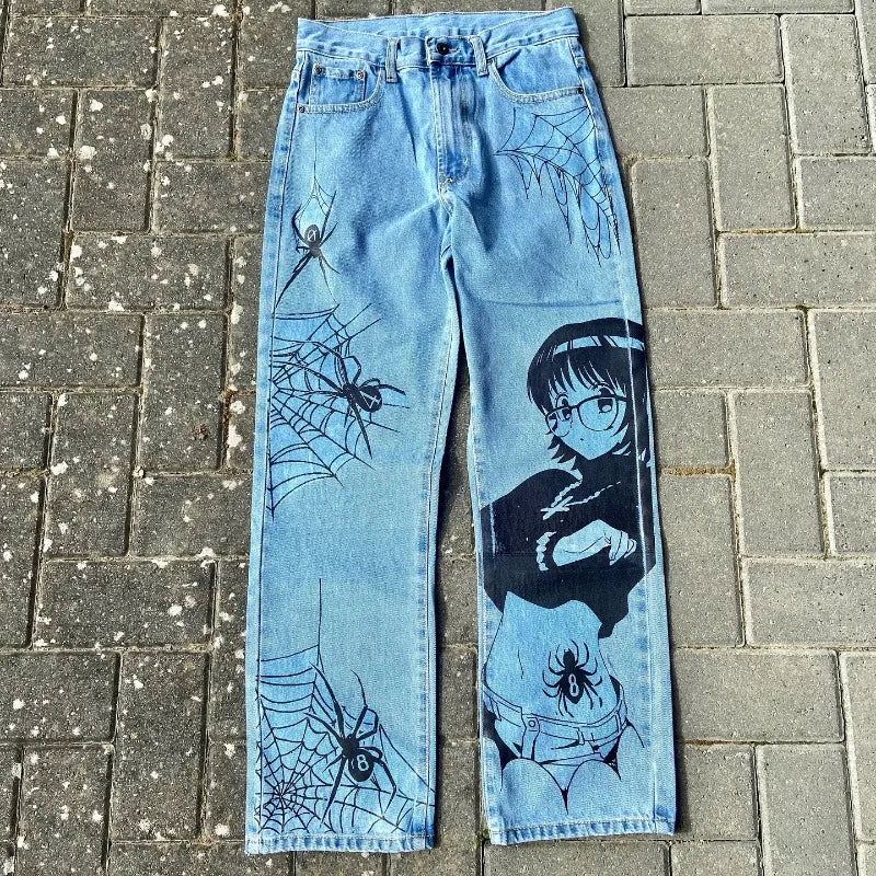 Baggy Anime Printed Denim Jeans