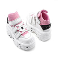 Women's Pink-Trim Laced-up High Heel Platform Shoes