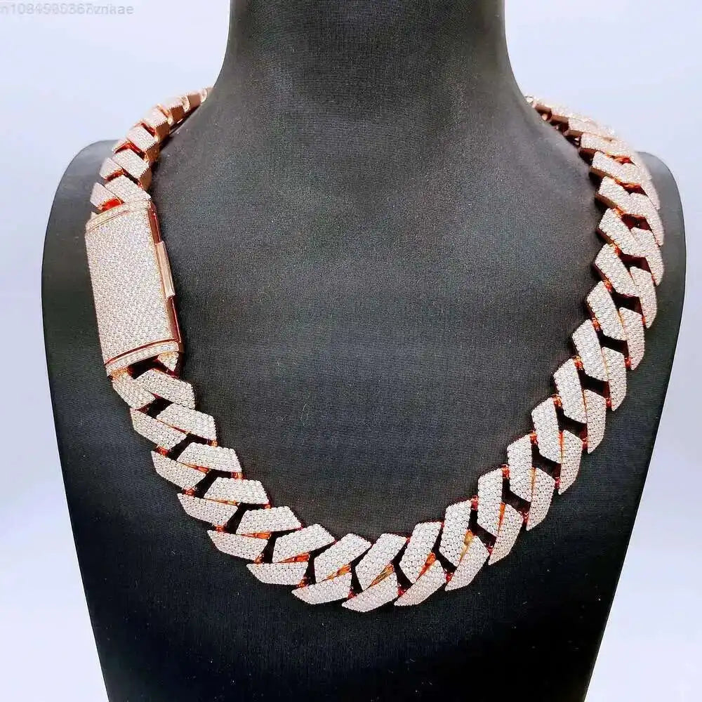 Iced Out VVS Moissanite Diamond Silver Cuban Link Chain