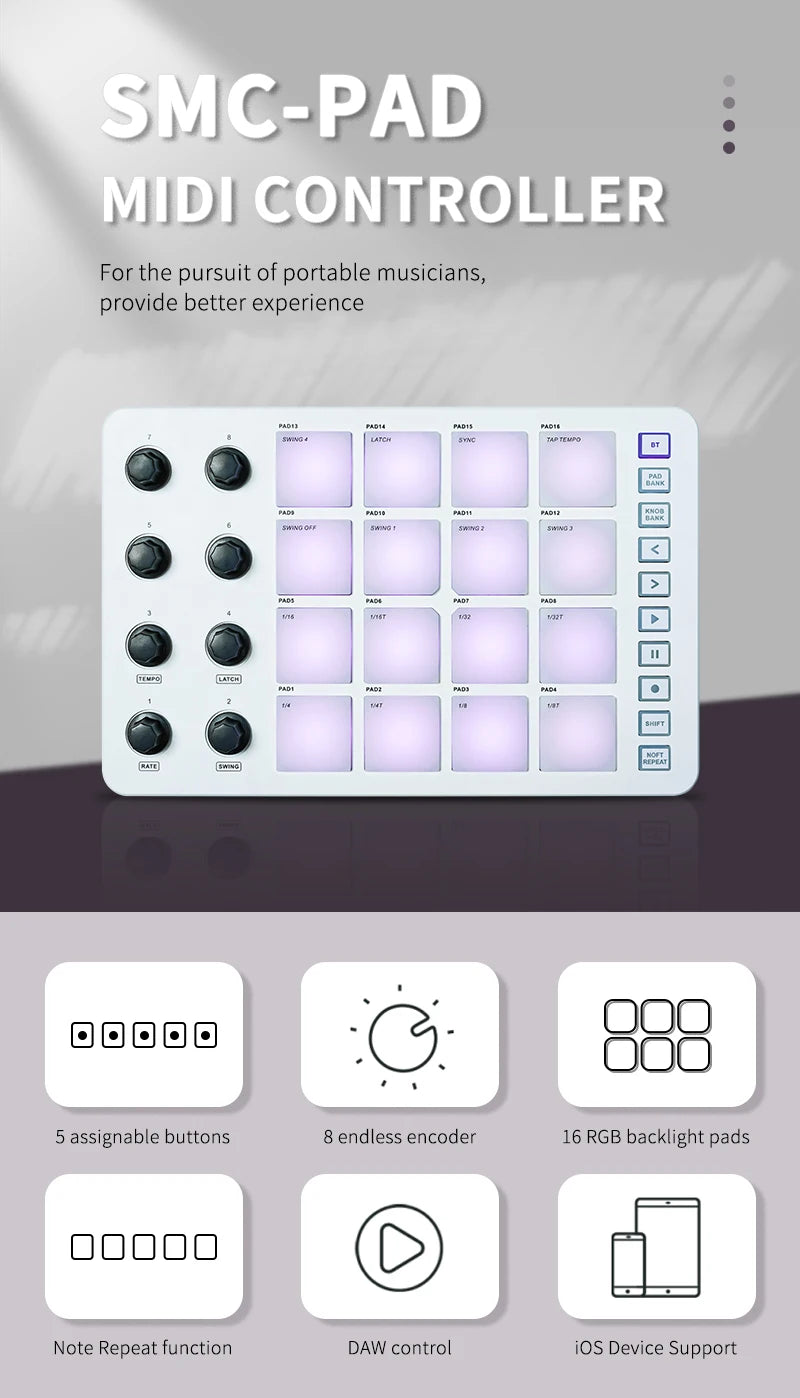 M-VAVE SMC-PAD Portable MIDI Controller Set