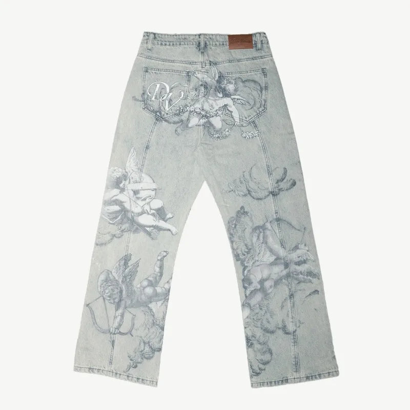Baggy Trendy Retro Jeans (Cupid Pattern)