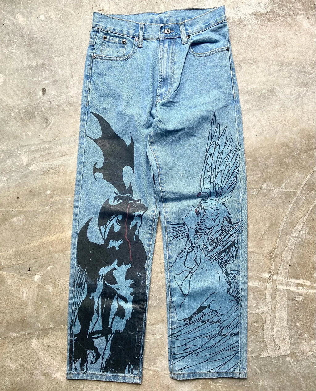 Baggy Anime Printed Denim Jeans