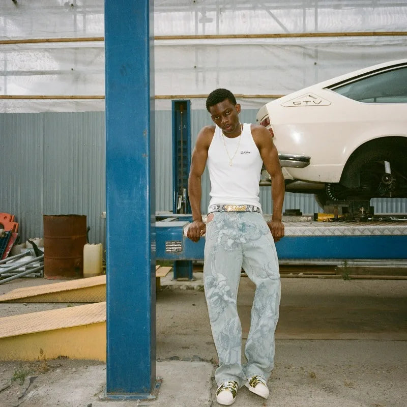 Baggy Trendy Retro Jeans (Cupid Pattern)