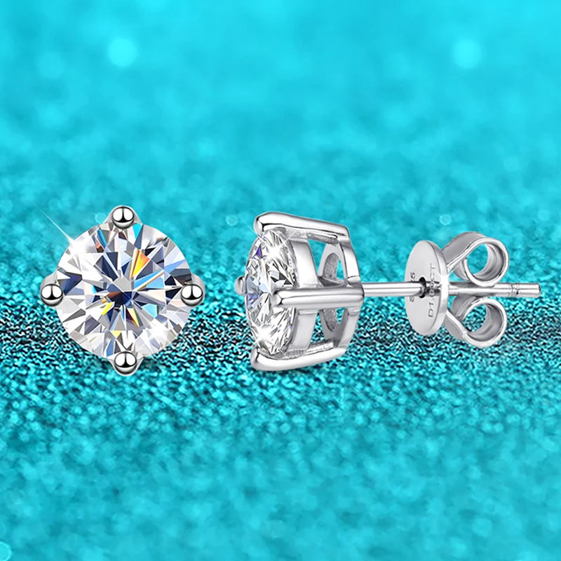 925 Silver Platinum Plated Moissanite Diamond Earrings (0.1-3CT)