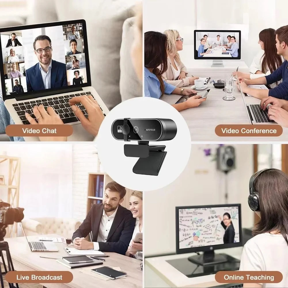 Lenovo 4K/2K/HD Mini Webcam With Microphone and Auto Focus