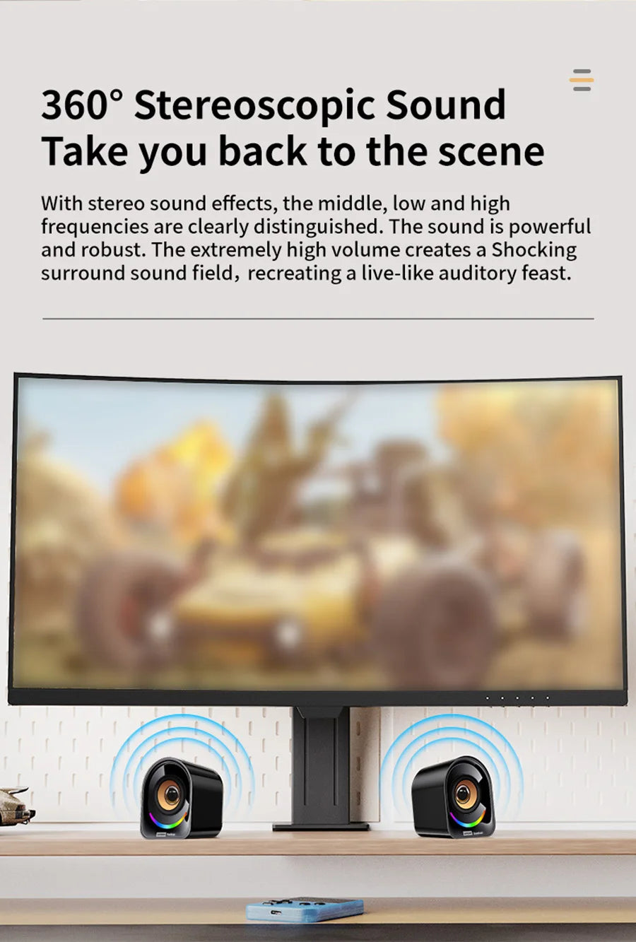 Classic Small Portable Wired Desktop Speakers by Lenovo