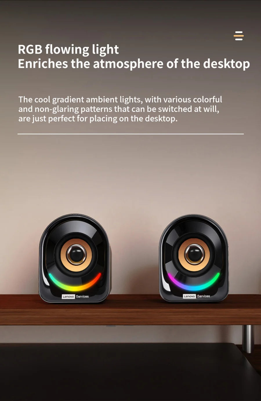 Classic Small Portable Wired Desktop Speakers by Lenovo