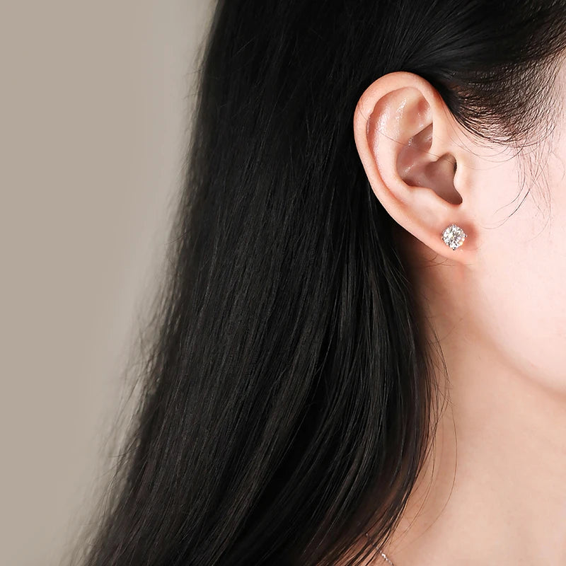 925 Silver Platinum Plated Moissanite Diamond Earrings (0.1-3CT)