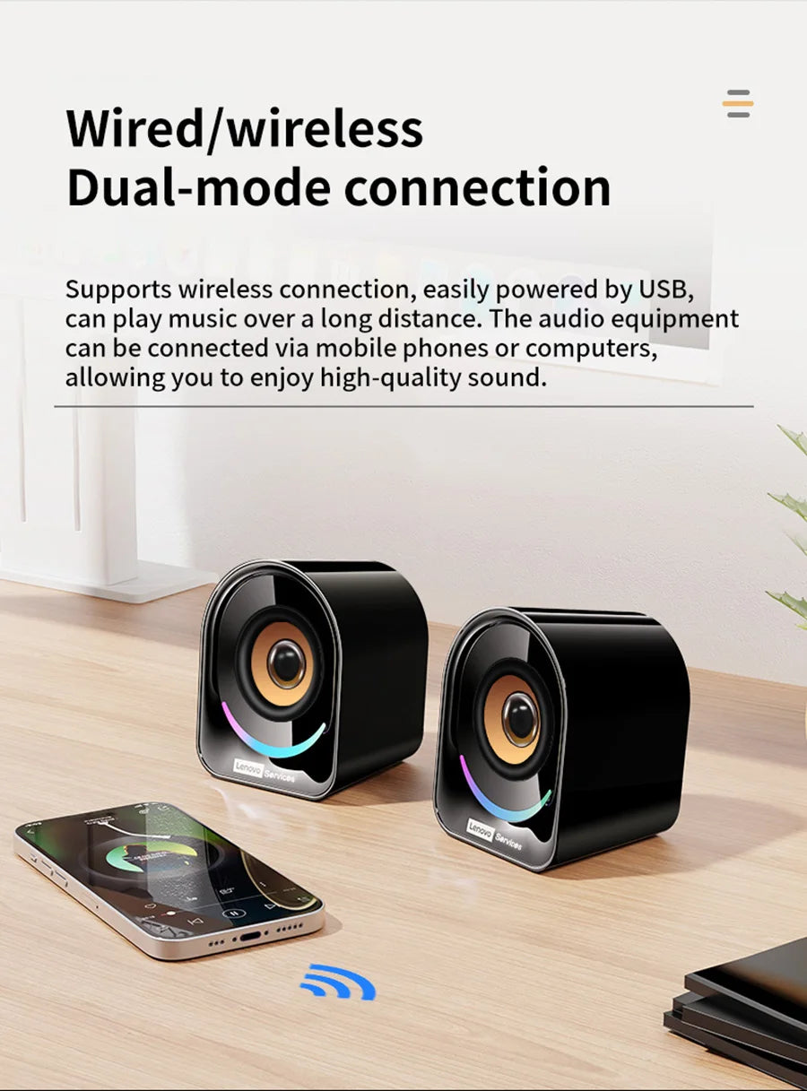 Classic Small Portable Wired Desktop Speakers by Lenovo