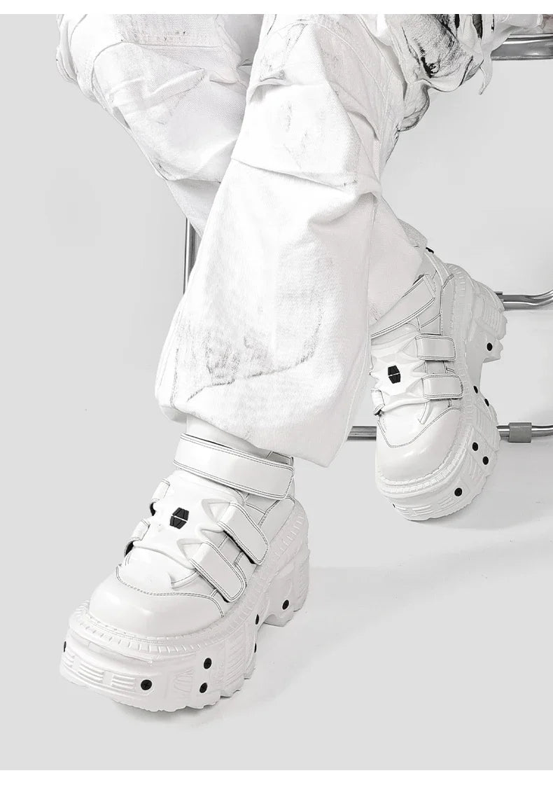 All White Gothic Punk Ankle Boots