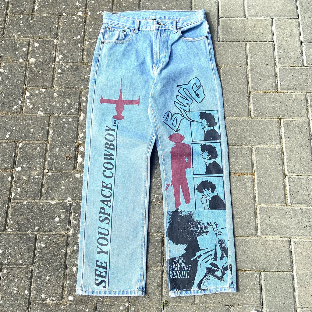 Baggy Anime Printed Denim Jeans