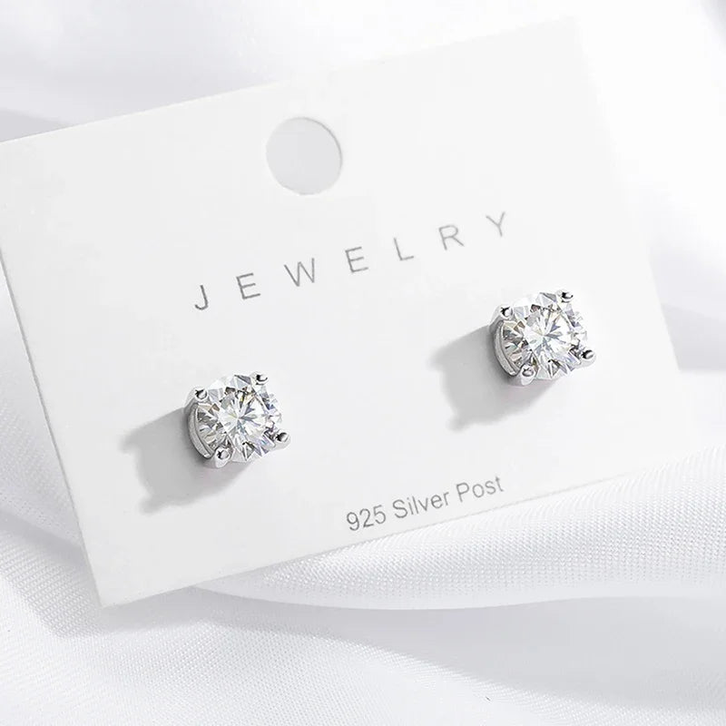 925 Silver Platinum Plated Moissanite Diamond Earrings (0.1-3CT)