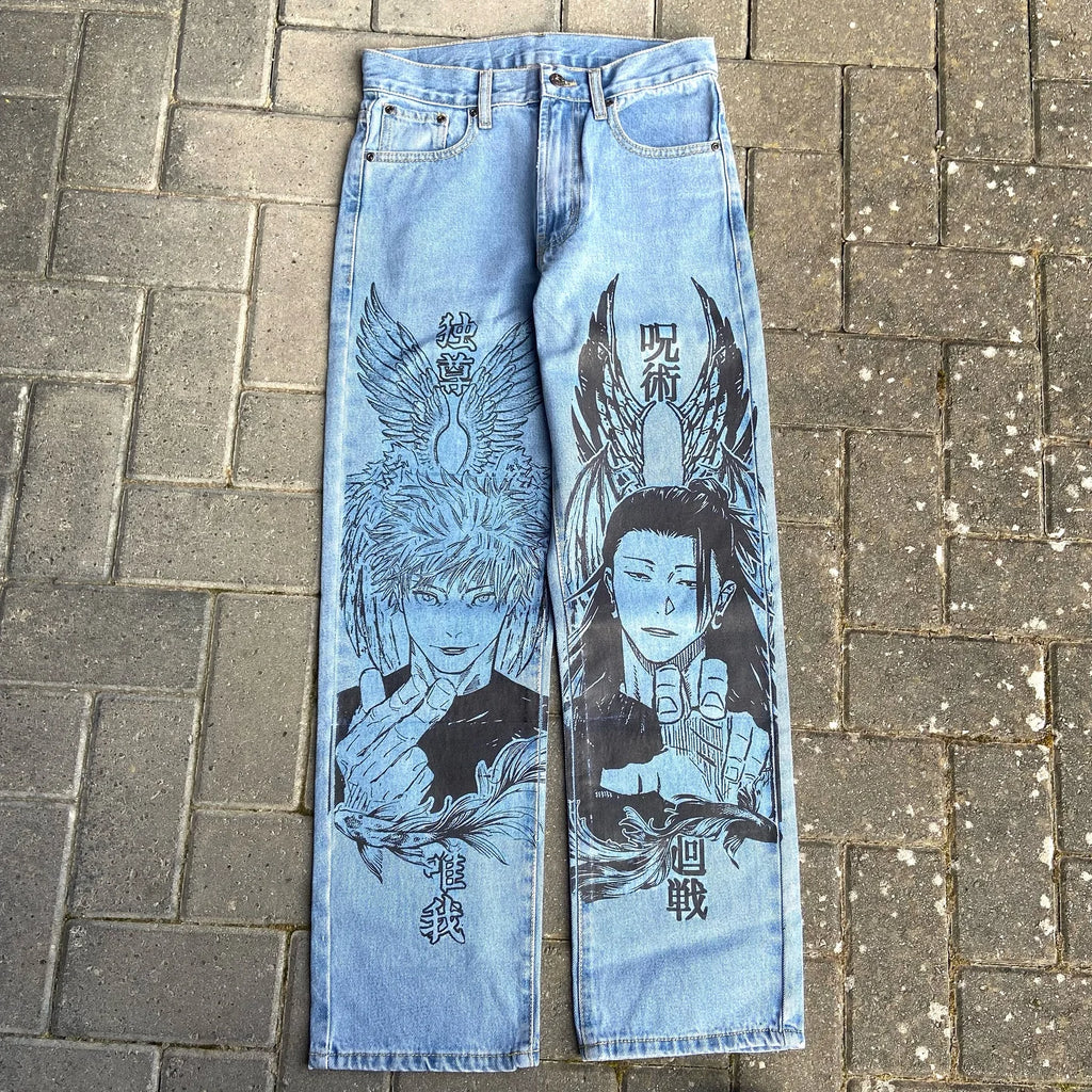 Baggy Anime Printed Denim Jeans