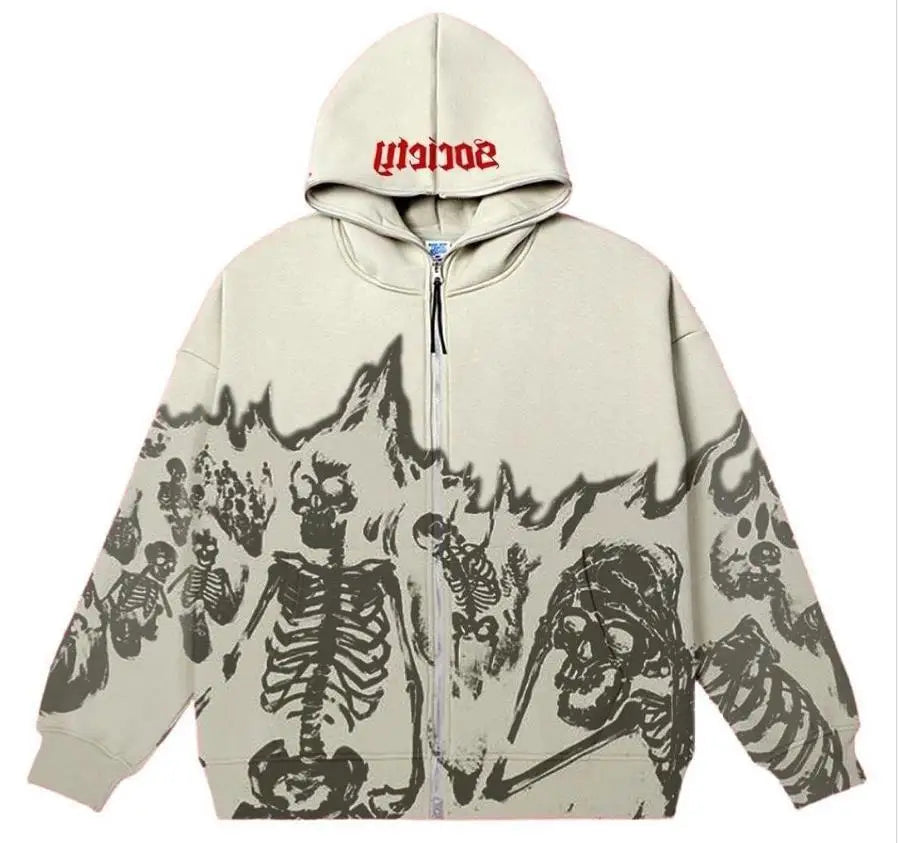 Trendy Y2K Millennial Styled Skeleton Hoodie