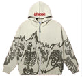 Trendy Y2K Millennial Styled Skeleton Hoodie