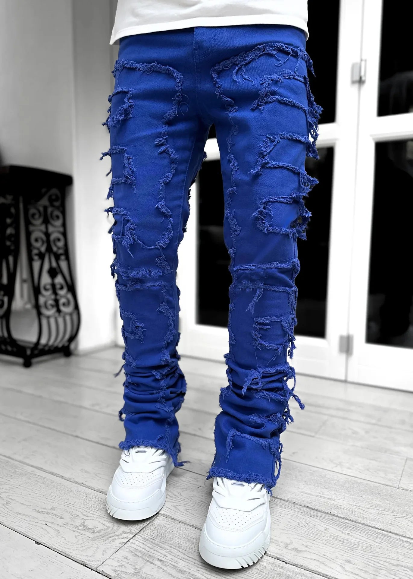 Men's Ripped Slim Fit Denim Jeans - Trendy Style