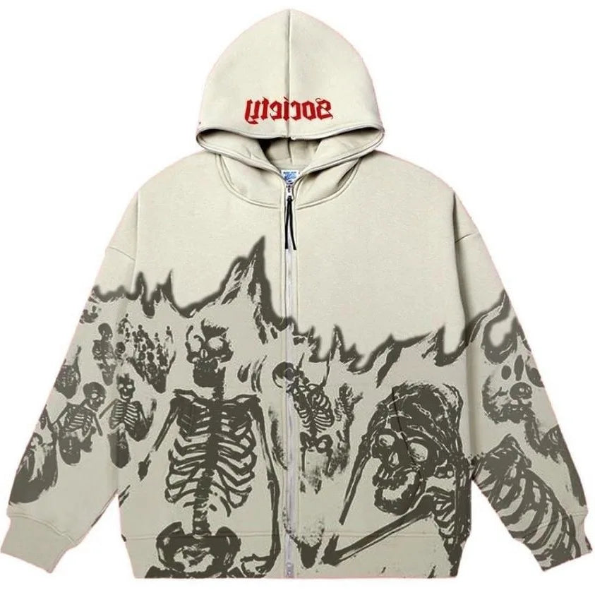 Trendy Y2K Millennial Styled Skeleton Hoodie