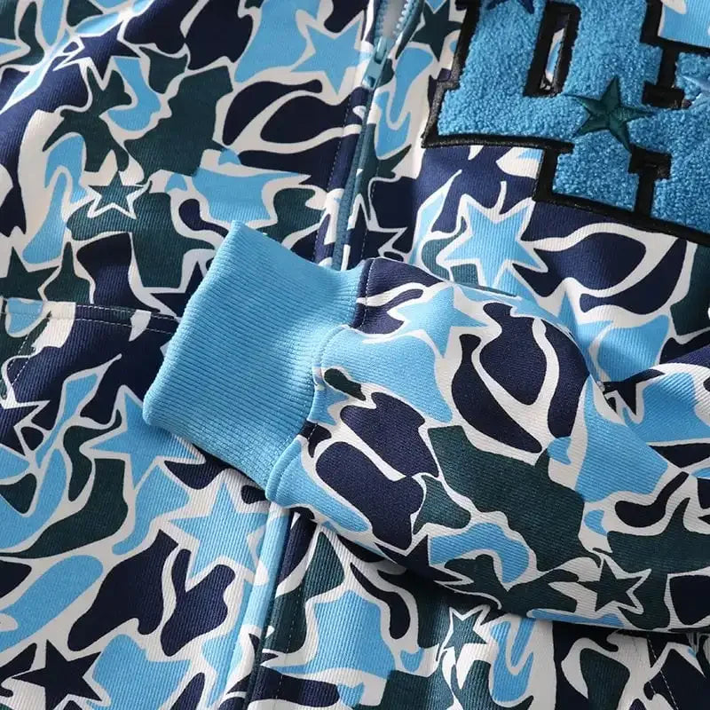 Designer Oversized Full Zip Up Camo Hoodie