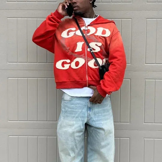 Y2K 'God is Good' Street Harajuku loose Hip-Hop Hoodie