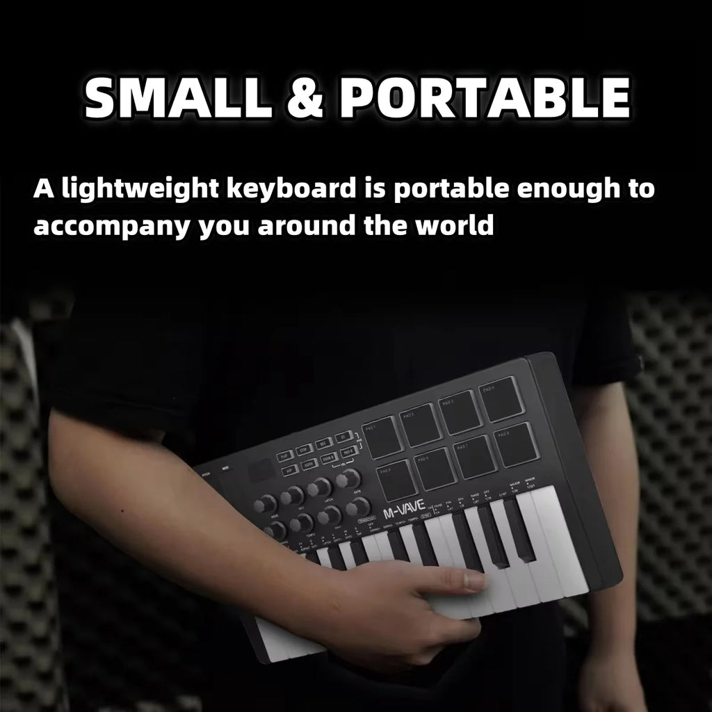 M-VAVE SMK-25 Pro MIDI Controller Wireless/USB DAW Sync | RGB Backlit