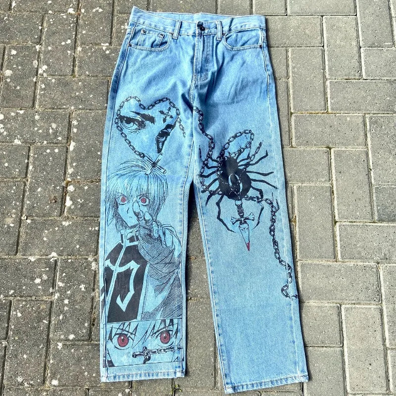 Baggy Anime Printed Denim Jeans