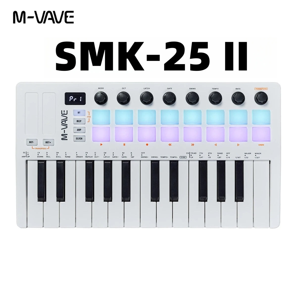 M-VAVE SMK-25 Pro MIDI Controller Wireless/USB DAW Sync | RGB Backlit