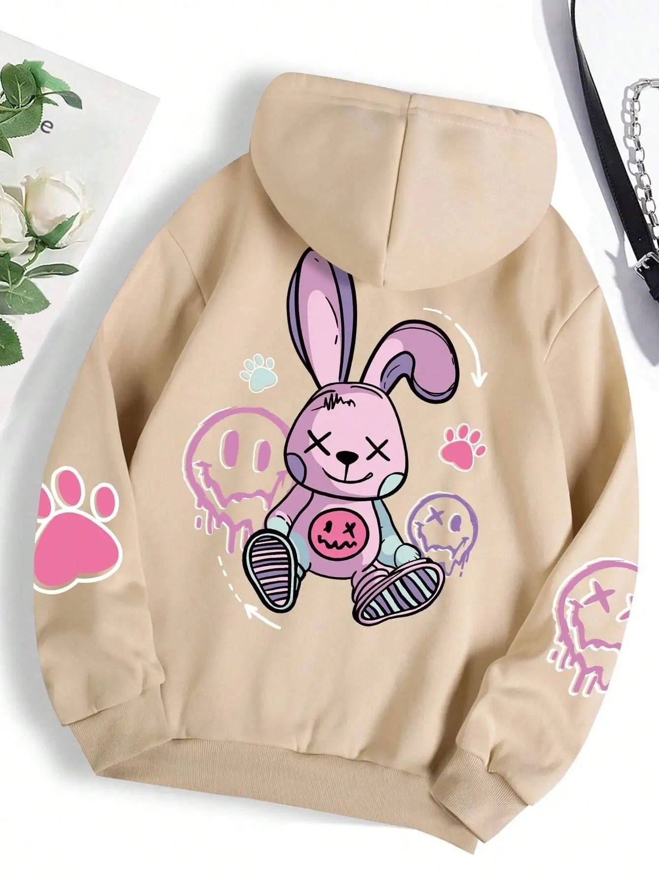 Graphic Bunny Street Fashion Hoodie for Women