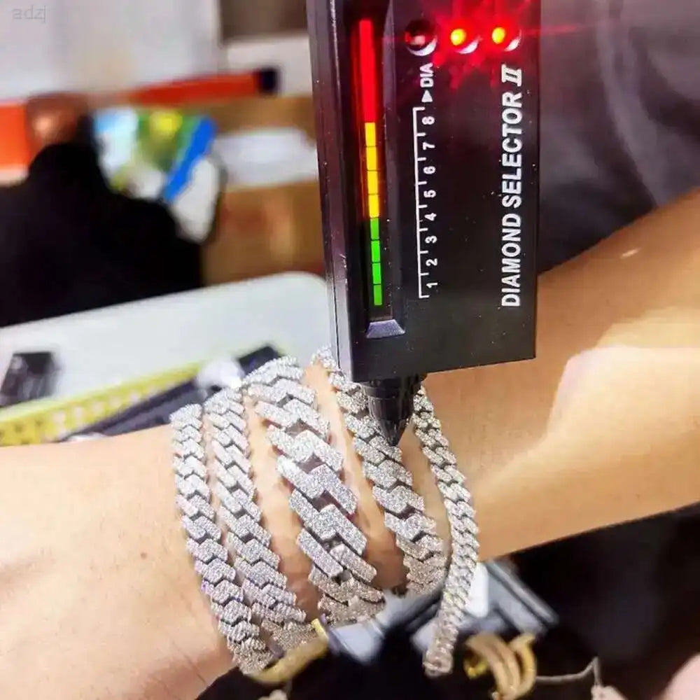 6mm - 12mm Iced Out 925 Sterling Silver VVS Diamond Cuban Necklace